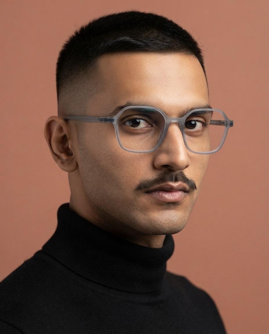 Full Rim Matte Grey Square — view 1