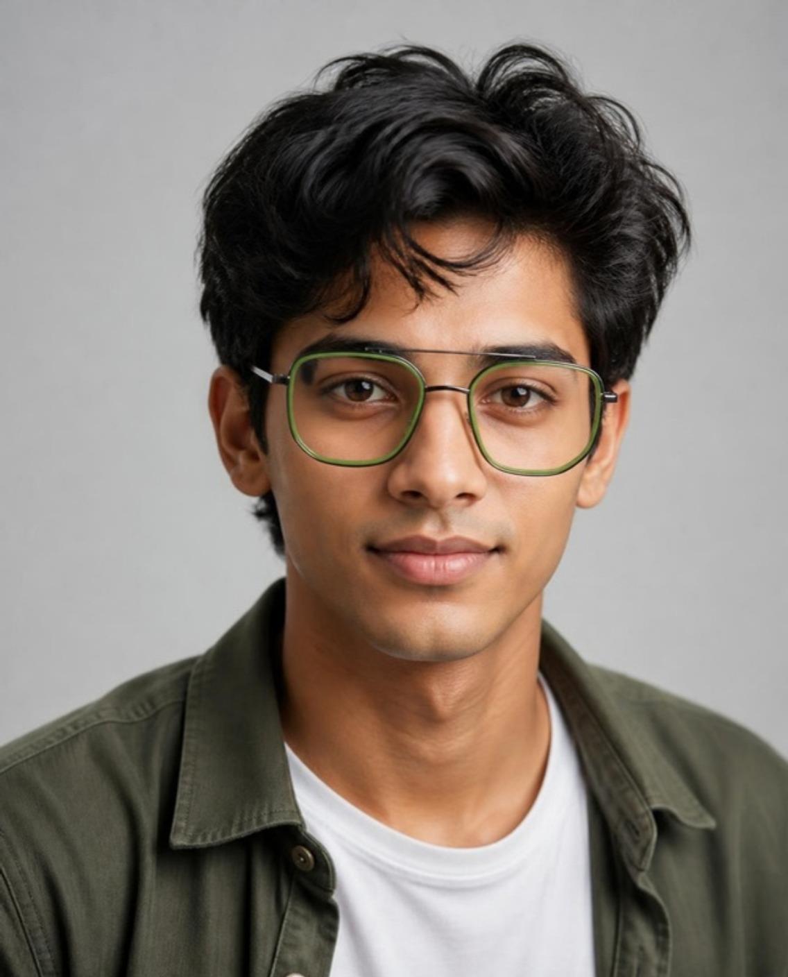 Model wearing Full Rim Green Aviator